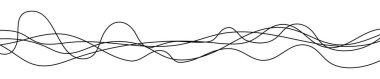 İnce kıvrımlı dalgalı çizgiler. Beyaz arka planda beş siyah dalgalı çizgi. Vektör illüstrasyonu
