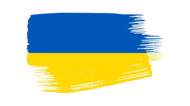 Grunge tarzında Ukrayna ulusal bayrağı. Ukrayna 'nın fırça darbesi bayrağıyla boyanmış. Vektör illüstrasyonu