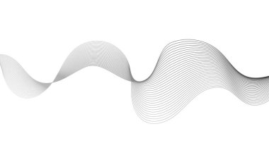 Beyaz zemin üzerinde gri dalga gradyan çizgileri olan soyut arkaplan. Modern teknoloji arka planı, dalga tasarımı. Vektör illüstrasyonu