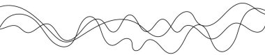 İnce kıvrımlı dalgalı çizgiler. Beyaz arka planda üç siyah dalgalı çizgi. Vektör illüstrasyonu