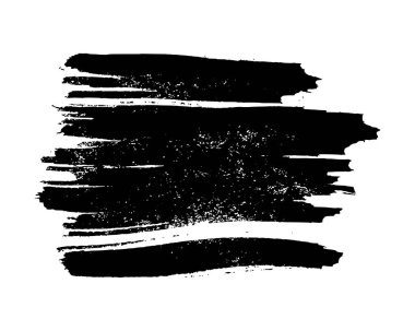 Siyah fırça darbesi. El çizimi mürekkep lekesi beyaz arka planda izole edilmiş. Vektör illüstrasyonu