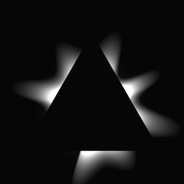 Üçgen çerçeveyi gradyanla aydınlat. Siyah arkaplanda beyaz üçgen neon pankartı var. Vektör illüstrasyonu