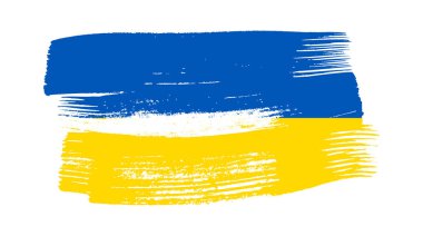 Grunge tarzında Ukrayna ulusal bayrağı. Ukrayna 'nın fırça darbesi bayrağıyla boyanmış. Vektör illüstrasyonu