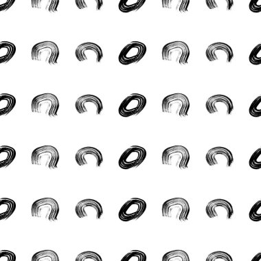 Kusursuz desenli, el çizimi, beyaz zemin üzerine çizilmiş karalama çemberleri. Soyut grunge dokusu. Vektör illüstrasyonu