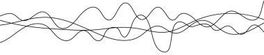 İnce kıvrımlı dalgalı çizgiler. Beyaz arka planda dört siyah dalgalı çizgi. Vektör illüstrasyonu