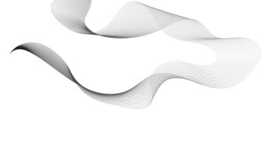 Beyaz zemin üzerinde gri dalga gradyan çizgileri olan soyut arkaplan. Modern teknoloji arka planı, dalga tasarımı. Vektör illüstrasyonu