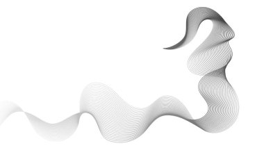Beyaz zemin üzerinde gri dalga gradyan çizgileri olan soyut arkaplan. Modern teknoloji arka planı, dalga tasarımı. Vektör illüstrasyonu