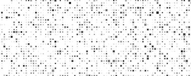 Kareli soyut geometrik arkaplan. Beyaz üzerine gri pikseller ve boş alan. Dijital iş arkaplanı. Vektör illüstrasyonu