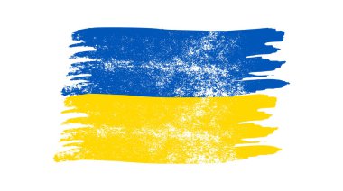 Grunge tarzında Ukrayna ulusal bayrağı. Ukrayna 'nın fırça darbesi bayrağıyla boyanmış. Vektör illüstrasyonu