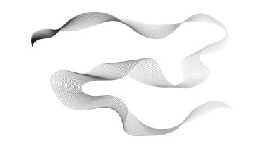 Beyaz zemin üzerinde gri dalga gradyan çizgileri olan soyut arkaplan. Modern teknoloji arka planı, dalga tasarımı. Vektör illüstrasyonu