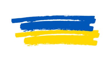 Grunge tarzında Ukrayna ulusal bayrağı. Ukrayna 'nın fırça darbesi bayrağıyla boyanmış. Vektör illüstrasyonu