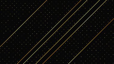 Soyut altın çizgileri ve parlak noktaları olan gösterişli, koyu bir arka plan. Işıldayan pırıltılı arkaplan. Modern şablonlar için şık ve zarif bir tasarım. Vektör illüstrasyonu
