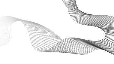 Beyaz zemin üzerinde gri dalga gradyan çizgileri olan soyut arkaplan. Modern teknoloji arka planı, dalga tasarımı. Vektör illüstrasyonu