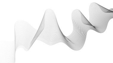 Beyaz zemin üzerinde gri dalga gradyan çizgileri olan soyut arkaplan. Modern teknoloji arka planı, dalga tasarımı. Vektör illüstrasyonu