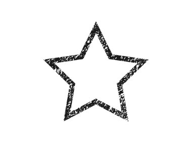 Grunge sınırı yıldız şeklinde. Koyu desenli çerçeve, beyaz arkaplanda boşluk. Vektör illüstrasyonu