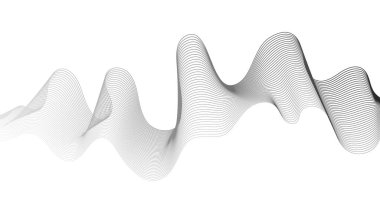 Beyaz zemin üzerinde gri dalga gradyan çizgileri olan soyut arkaplan. Modern teknoloji arka planı, dalga tasarımı. Vektör illüstrasyonu