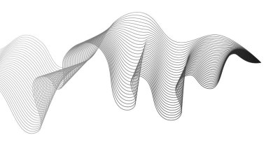 Beyaz zemin üzerinde gri dalga gradyan çizgileri olan soyut arkaplan. Modern teknoloji arka planı, dalga tasarımı. Vektör illüstrasyonu