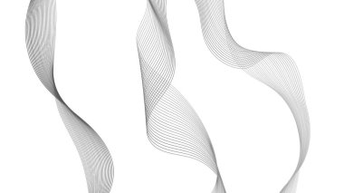 Beyaz zemin üzerinde gri dalga gradyan çizgileri olan soyut arkaplan. Modern teknoloji arka planı, dalga tasarımı. Vektör illüstrasyonu