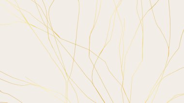 Beyaz arka planda altın sarısı Kintsugi çatlak deseni. Kırık mermere benzeyen altın çatlakların dokusu. Düğün kartları, posterler ve lüks tasarım şablonları için ideal. Vektör illüstrasyonu