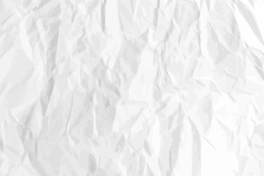 Beyaz, buruşuk kağıt arka plan. Posterler ve afişler için yatay olarak buruşmuş boş kağıt şablonu. Vektör illüstrasyonu