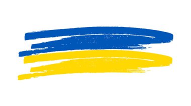 Grunge tarzında Ukrayna ulusal bayrağı. Ukrayna 'nın fırça darbesi bayrağıyla boyanmış. Vektör illüstrasyonu