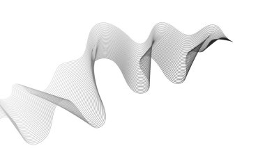 Beyaz zemin üzerinde gri dalga gradyan çizgileri olan soyut arkaplan. Modern teknoloji arka planı, dalga tasarımı. Vektör illüstrasyonu