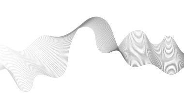 Beyaz zemin üzerinde gri dalga gradyan çizgileri olan soyut arkaplan. Modern teknoloji arka planı, dalga tasarımı. Vektör illüstrasyonu