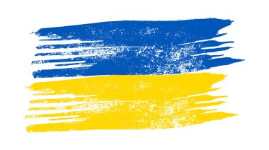 Grunge tarzında Ukrayna ulusal bayrağı. Ukrayna 'nın fırça darbesi bayrağıyla boyanmış. Vektör illüstrasyonu