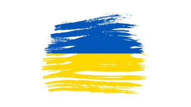 Grunge tarzında Ukrayna ulusal bayrağı. Ukrayna 'nın fırça darbesi bayrağıyla boyanmış. Vektör illüstrasyonu