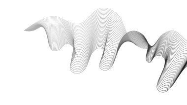 Beyaz zemin üzerinde gri dalga gradyan çizgileri olan soyut arkaplan. Modern teknoloji arka planı, dalga tasarımı. Vektör illüstrasyonu