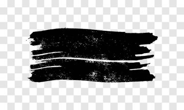 Siyah fırça darbesi. El çizimi mürekkep lekesi şeffaf arka planda izole edilmiş. Vektör illüstrasyonu