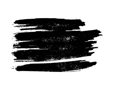 Siyah fırça darbesi. El çizimi mürekkep lekesi beyaz arka planda izole edilmiş. Vektör illüstrasyonu