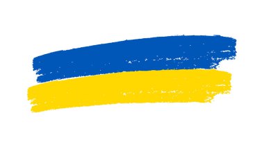 Grunge tarzında Ukrayna ulusal bayrağı. Ukrayna 'nın fırça darbesi bayrağıyla boyanmış. Vektör illüstrasyonu