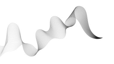 Beyaz zemin üzerinde gri dalga gradyan çizgileri olan soyut arkaplan. Modern teknoloji arka planı, dalga tasarımı. Vektör illüstrasyonu