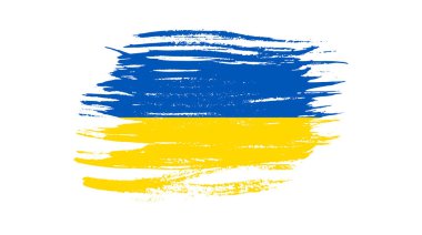 Grunge tarzında Ukrayna ulusal bayrağı. Ukrayna 'nın fırça darbesi bayrağıyla boyanmış. Vektör illüstrasyonu
