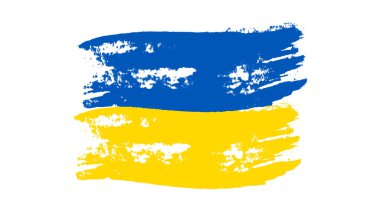 Grunge tarzında Ukrayna ulusal bayrağı. Ukrayna 'nın fırça darbesi bayrağıyla boyanmış. Vektör illüstrasyonu