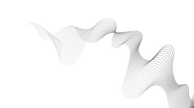 Beyaz zemin üzerinde gri dalga gradyan çizgileri olan soyut arkaplan. Modern teknoloji arka planı, dalga tasarımı. Vektör illüstrasyonu