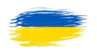 Grunge tarzında Ukrayna ulusal bayrağı. Ukrayna 'nın fırça darbesi bayrağıyla boyanmış. Vektör illüstrasyonu