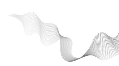 Beyaz zemin üzerinde gri dalga gradyan çizgileri olan soyut arkaplan. Modern teknoloji arka planı, dalga tasarımı. Vektör illüstrasyonu