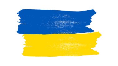 Grunge tarzında Ukrayna ulusal bayrağı. Ukrayna 'nın fırça darbesi bayrağıyla boyanmış. Vektör illüstrasyonu