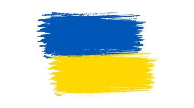 Grunge tarzında Ukrayna ulusal bayrağı. Ukrayna 'nın fırça darbesi bayrağıyla boyanmış. Vektör illüstrasyonu