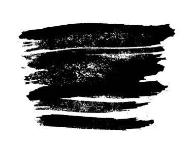 Siyah fırça darbesi. El çizimi mürekkep lekesi beyaz arka planda izole edilmiş. Vektör illüstrasyonu