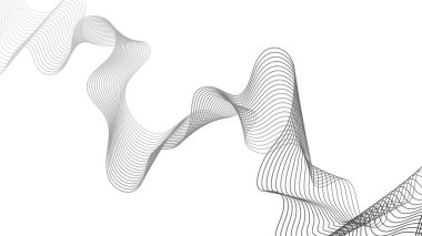 Beyaz zemin üzerinde gri dalga gradyan çizgileri olan soyut arkaplan. Modern teknoloji arka planı, dalga tasarımı. Vektör illüstrasyonu