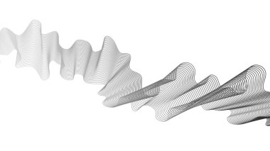 Beyaz zemin üzerinde gri dalga gradyan çizgileri olan soyut arkaplan. Modern teknoloji arka planı, dalga tasarımı. Vektör illüstrasyonu