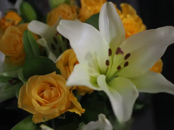 Zambaklar ve güller birlikte