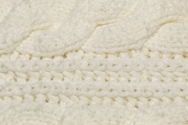 Close Hand Stitched Beige Warm Cozy Fabric Defocused Part Foreground — Stock Photo, Image