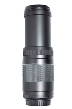 Beyaz arkaplanda izole edilmiş 55-300mm yakınlaştırma merceği