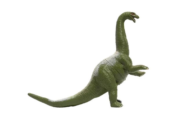 Fehér Alapon Elszigetelt Két Lábon Álló Műanyag Dinoszaurusz Profilja — Stock Fotó