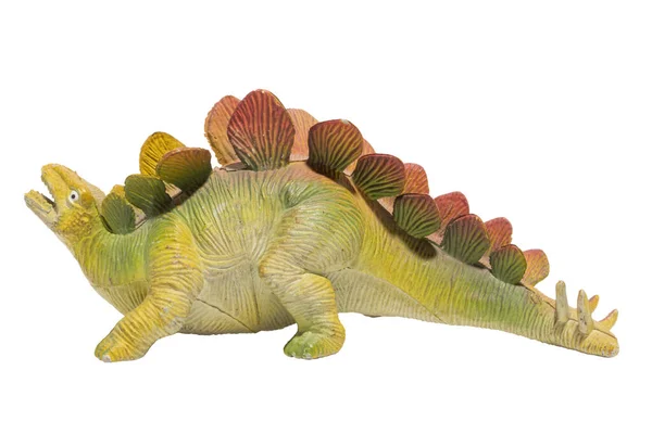Plast Dinosaurie Leksak Profil Isolerad Vit Bakgrund Stegosaurus — Stockfoto
