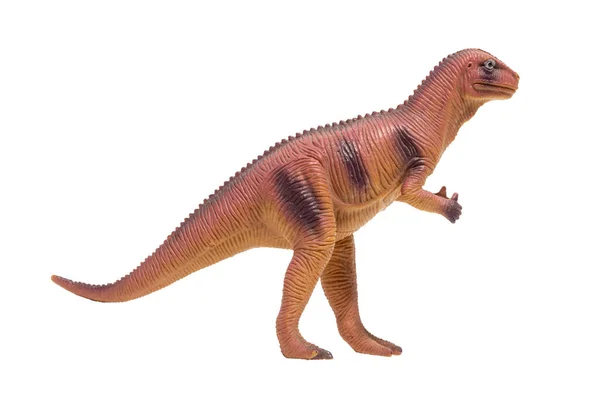 Een Plastic Dinosaurus Profiel Geïsoleerd Een Witte Achtergrond Iguanodon — Stockfoto